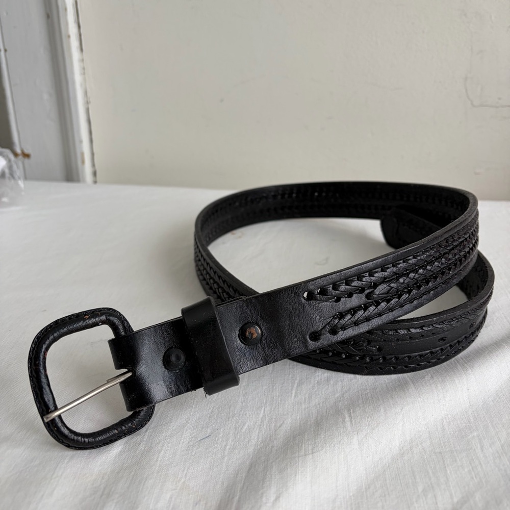 JC Mexico  Black Woven Leather Men's Belt